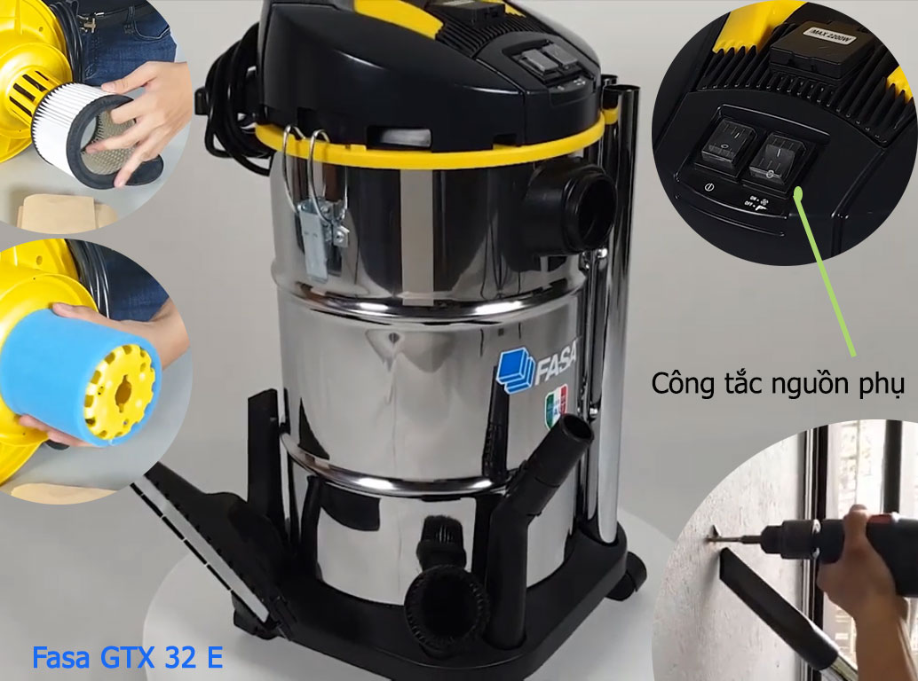 Ảnh Máy hút bụi Fasa GTX 32 E loại 30L xuất xứ Italy