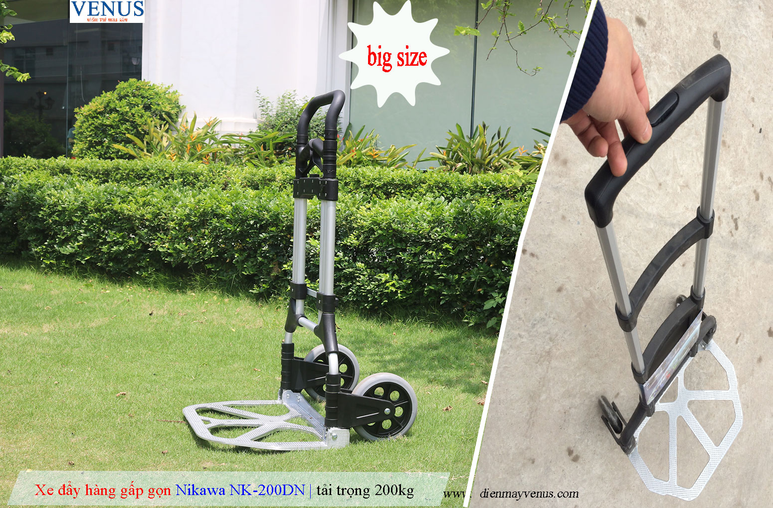 Ảnh Xe đẩy hàng gấp gọn Nikawa NK-200DN tải trọng 200kg