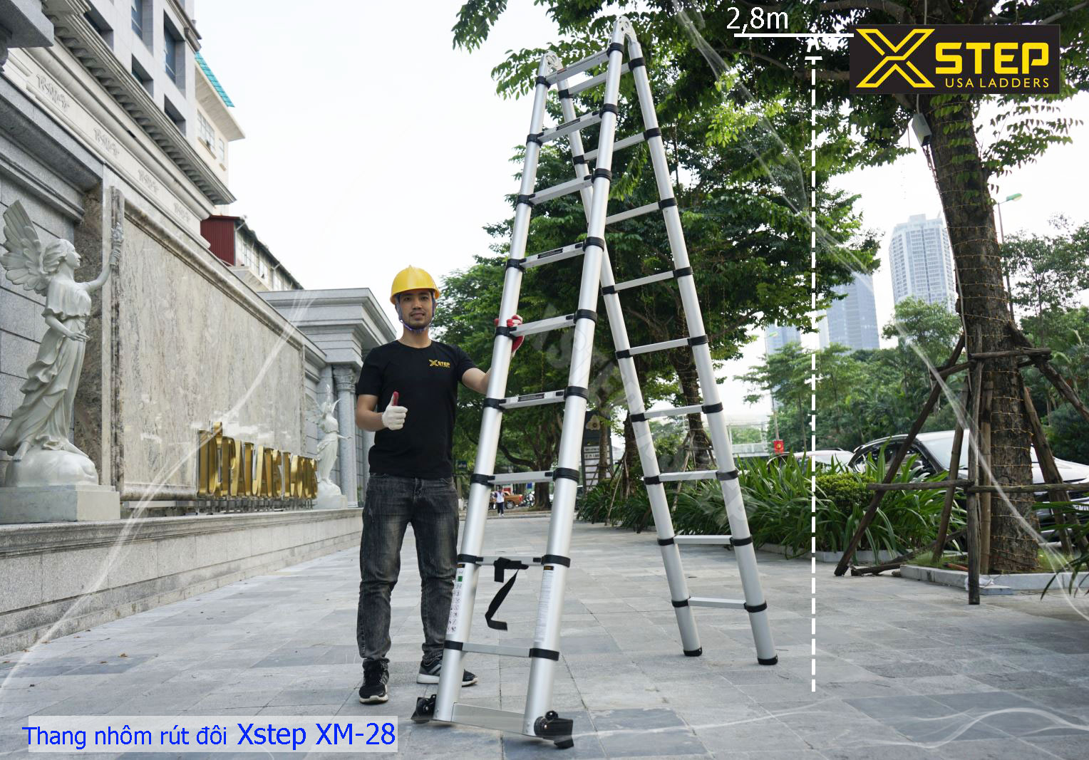 Ảnh Thang nhôm rút đôi Xstep XM-28 chữ A 2,8m tốt bền